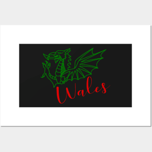 WALES RED DRAIG GOCH RED DRAGON GREEN Posters and Art